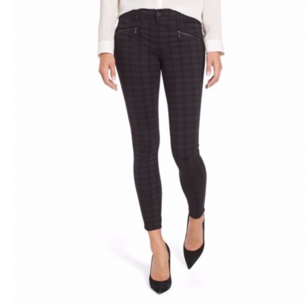 Wit & Wisdom Skinny Pants Women 6 Black Plaid Ab-solution Zip Pocket Stretch